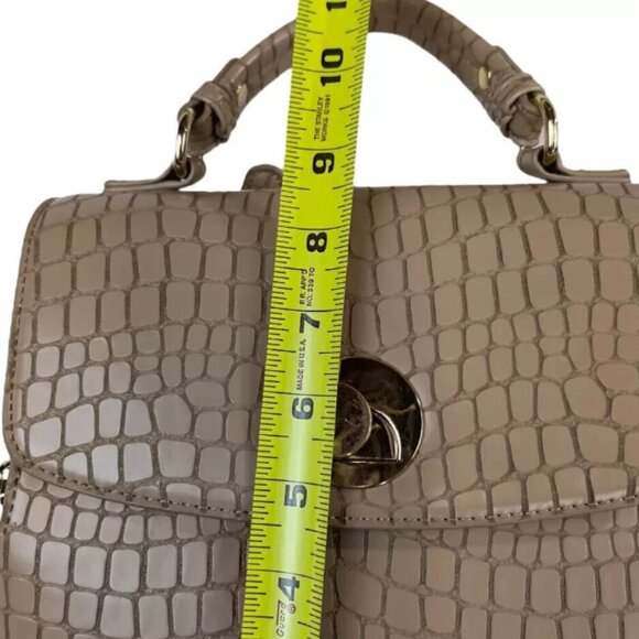 Moda Luxe Layne Backpack Nude Turnlock Embossed Faux Leather Brown Crocodile Bag - Picture 8 of 8